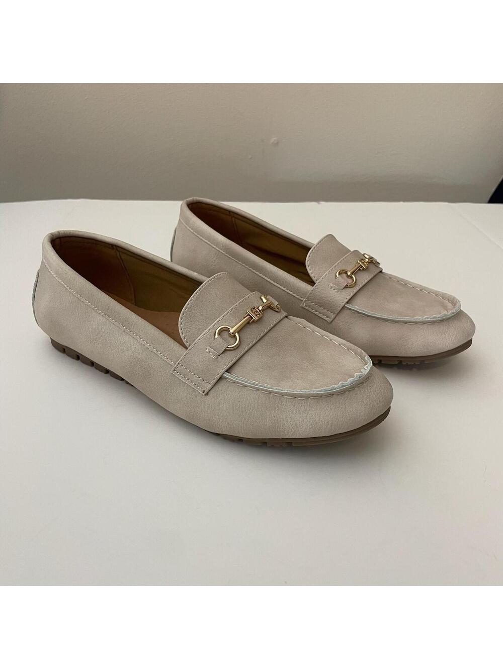 BGSTGUDS Beige Slip On Comfort Loafer Buckle Work Shoe Women's 8W